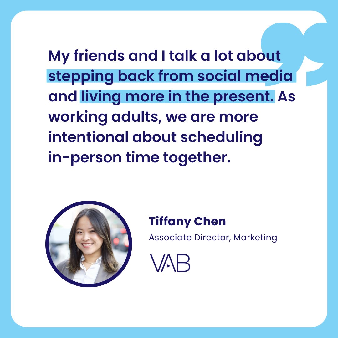 As Gen Z redefines social engagement, they’re choosing real-life moments over social media. Our latest VAB blog, shares our teams' personal perspectives on stepping back from major social platforms in favor of shared experiences. Read their insights: thevab.com/vab-voices/bey…