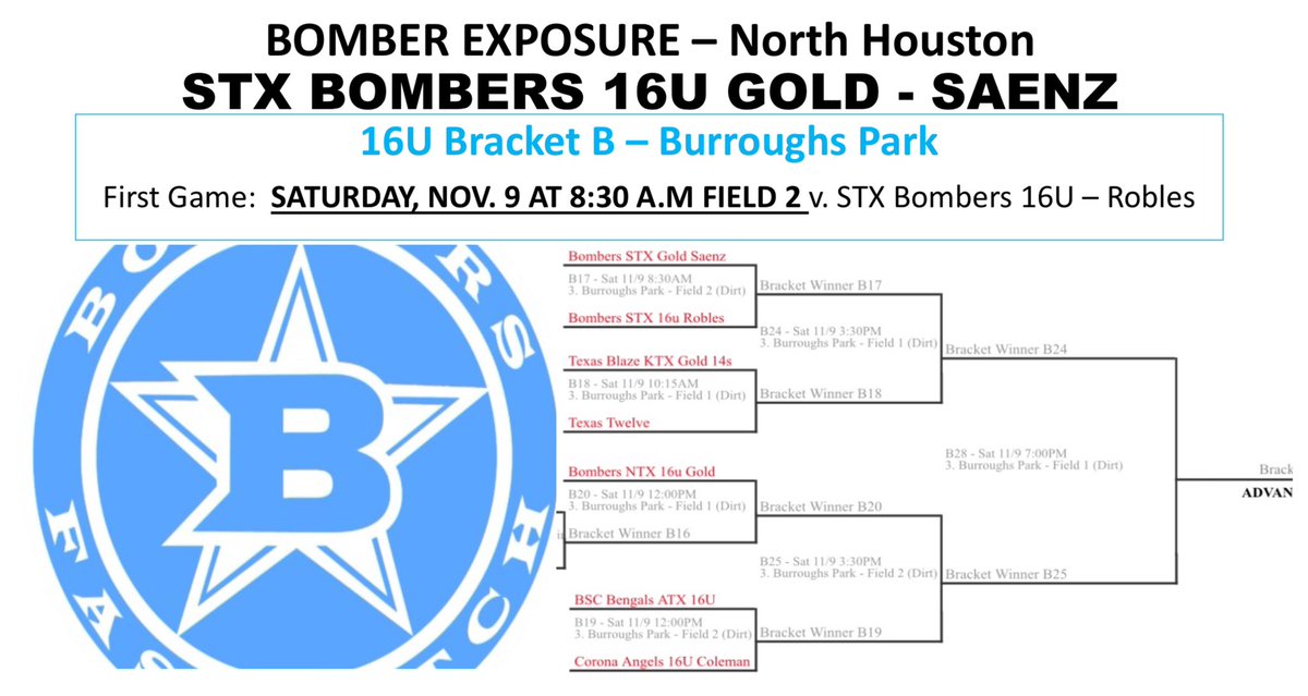 BombersGoldSaenz16u (@bombersaenz16u) on Twitter photo This team is ready to play!
Bombers Exposure - North Houston, Burroughs Park
<a href="/Softball_Home/">Softball Home🥎</a> <a href="/gatorjack72/">Girls In The Game</a> <a href="/CoastRecruitsSB/">Coast Recruits 🥎</a> <a href="/SM_Thunder33/">Joe Saenz</a> This team is ready to play!
Bombers Exposure - North Houston, Burroughs Park
<a href="/Softball_Home/">Softball Home🥎</a> <a href="/gatorjack72/">Girls In The Game</a> <a href="/CoastRecruitsSB/">Coast Recruits 🥎</a> <a href="/SM_Thunder33/">Joe Saenz</a>