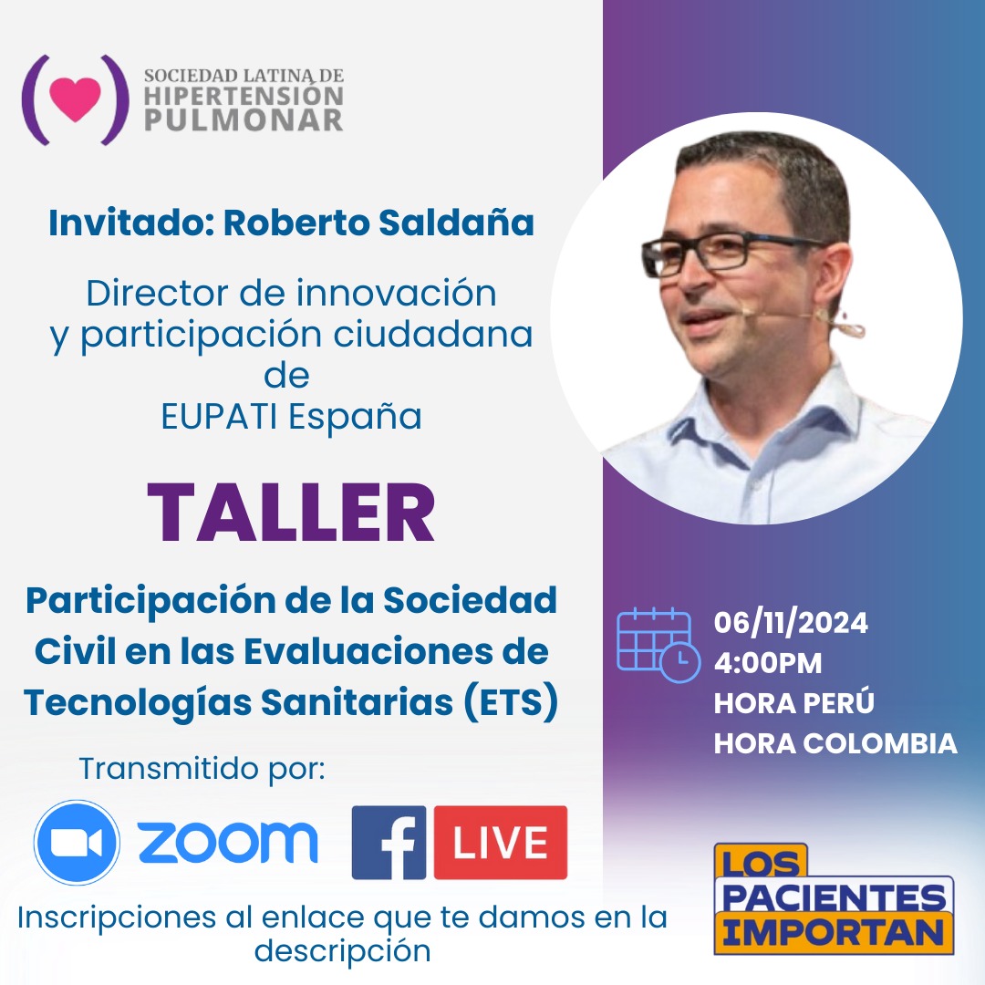 #HOY
🗣 "Participación de la sociedad civil en las Evaluaciones de Tecnologías Sanitarias", con la participación de Roberto Saldaña, Director de Innovación y participación ciudadana - <a href="/EUPATI_Esp/">EUPATI España</a> 
📅 06.11.24
🕗 4:00 p.m.
🔗 Registro: us02web.zoom.us/meeting/regist…