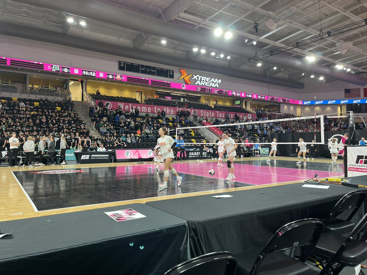 Back at Xtream Arena with some more state volleyball coming up shortly. It will be a Class 4A semifinal with #5 Pella (40-7) taking on #8 Sergeant Bluff-Luton (22-13). First serve set for 12 p.m.