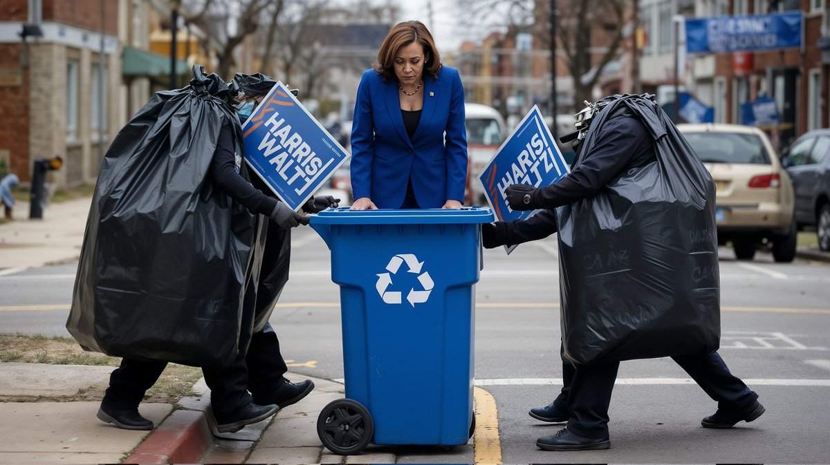 TheFakenings's tweet image. "Recycle Day"

#unburdenedbywhathasbeen #TooBigToRig #GarbageDay #Garbage #Trump #Kamala #AIart #AIArtistCommunity #AIArtGallery #AIphoto #AIPHOTOGRAPHY