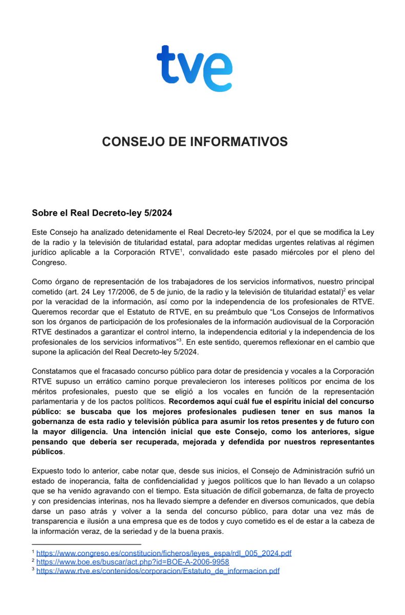 CdItve's tweet photo. Convocamos protestas en @rtve para mostrar nuestra repulsa por el Real Decreto 5/2024 que modifica la Ley de la radio y la televisión públicas. 

🔴 13 de noviembre 

Más info aquí 👇🏽 

#RTVEindependiente https://t.co/t7U6Fhjl6n