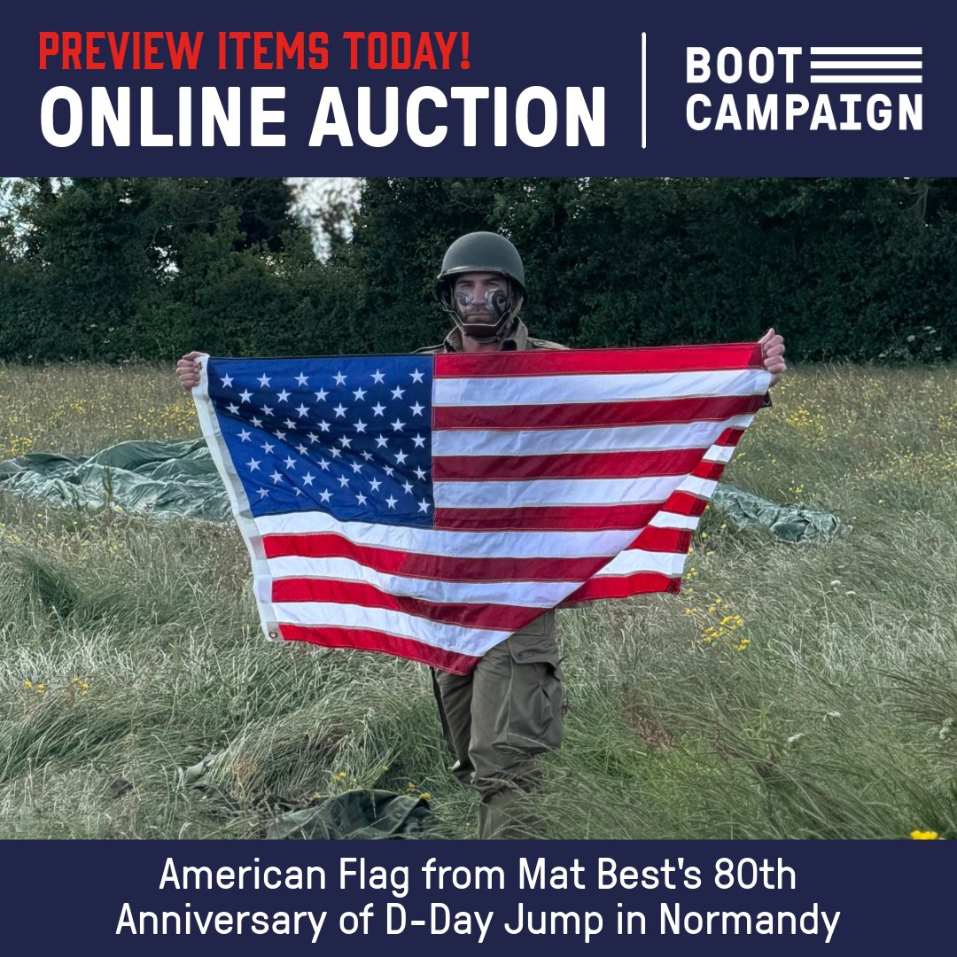 BootCampaign's tweet photo. Win cool prizes &amp; help fund individualized care for #Veterans &amp; military families by bidding in our #BootSalute Online #Auction!

Preview all items TODAY, &amp; pre-register to get notified once bidding opens on Friday, Nov. 8 by visiting https://t.co/lI3L6nExSz. 🇺🇸

#VeteransDay https://t.co/CYVW0NPmaI