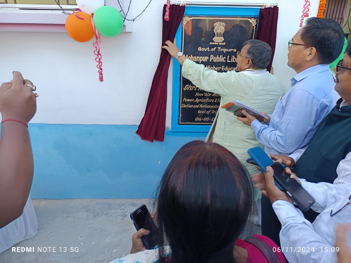 BirState's tweet photo. Program Name:- Inauguration of Mohanpur Public Library .
Date :-06/11/2024, Time:- 3:00 PM
Venue :- Mohanpur Public Library , Mohanpur, West Tripura.
Organized By :- Bir Chandra State Central Library.
Inaugurated By :- Sri Ratan Lal Nath , Hon’ble Minister , Govt. of Tripura. https://t.co/1ektT3cJNB