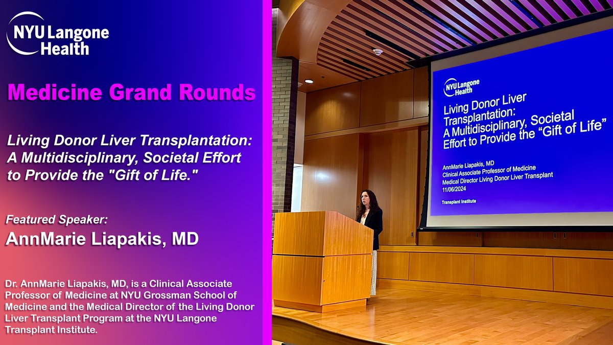 NYU Department of Medicine (@nyulh_deptofmed) on Twitter photo AnnMarie Liapakis, MD, from <a href="/NYULH_GastroHep/">Gastroenterology & Hepatology | NYU Langone Health</a>, delivered a compelling #GrandRounds at <a href="/nyugrossman/">NYU Grossman School of Medicine</a> on "Living Donor Liver Transplantation: Expanding the 'Gift of Life.'" 🩺 Dr. Liapakis illustrated the transformative potential of living donor liver transplants (LDLT) for advanced AnnMarie Liapakis, MD, from <a href="/NYULH_GastroHep/">Gastroenterology & Hepatology | NYU Langone Health</a>, delivered a compelling #GrandRounds at <a href="/nyugrossman/">NYU Grossman School of Medicine</a> on "Living Donor Liver Transplantation: Expanding the 'Gift of Life.'" 🩺 Dr. Liapakis illustrated the transformative potential of living donor liver transplants (LDLT) for advanced