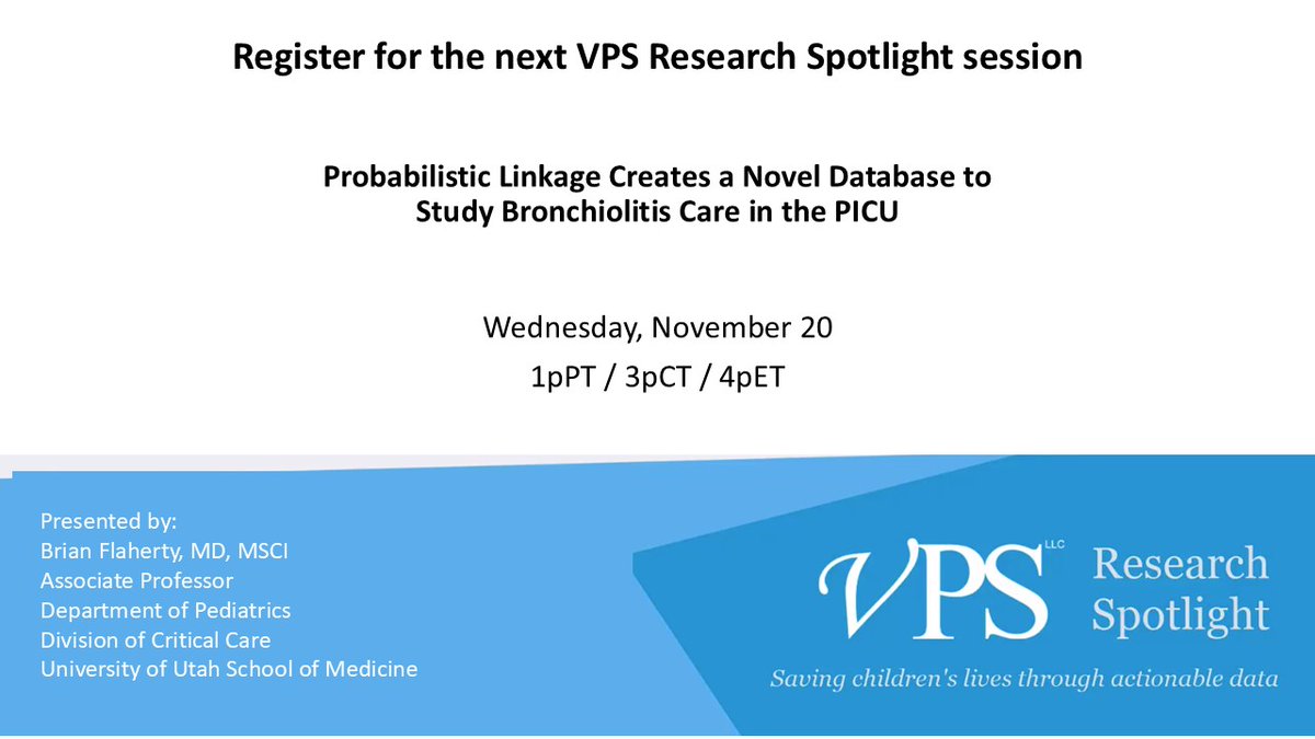 Two weeks from today Dr. Flaherty presents his research at the VPS Research Spotlight. This 30-minute presentation includes live Q&amp;A and is open to non-members. Nov 20 at 1pmPT/4pmET. Register for free: myvps.org/research-spotl…