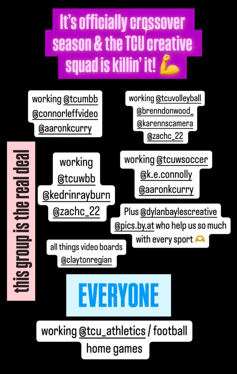IG story saw it first … but the TCU Athletics Creative Squad 💯