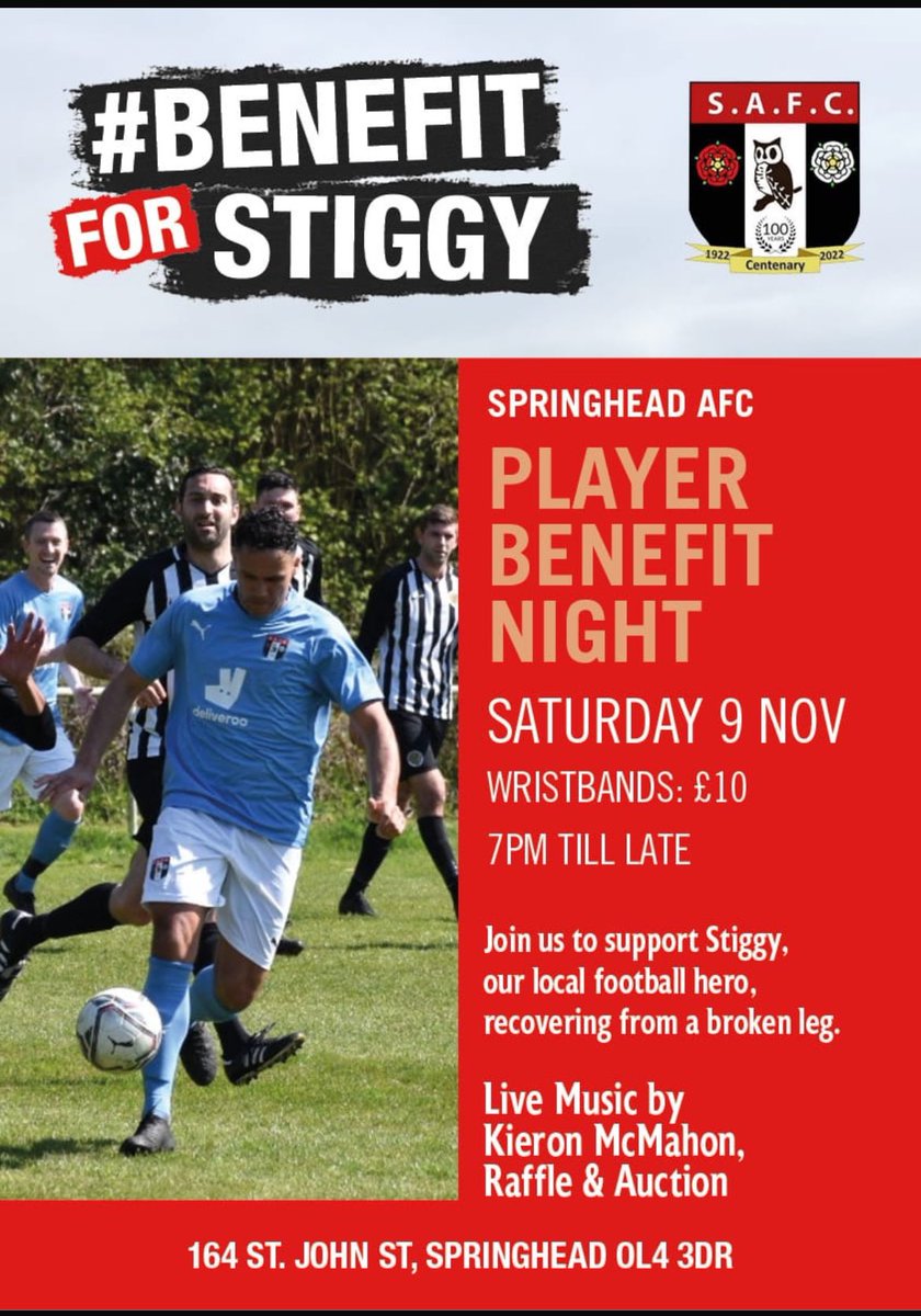 A reminder that this Saturday is benefit doo for Stiggy at the club. £10 wristbands available behind the bar from 7pm onward. Could still do with couple of raffle/auction items contact <a href="/lmcallis/">Lee McAllister</a> if you can help.