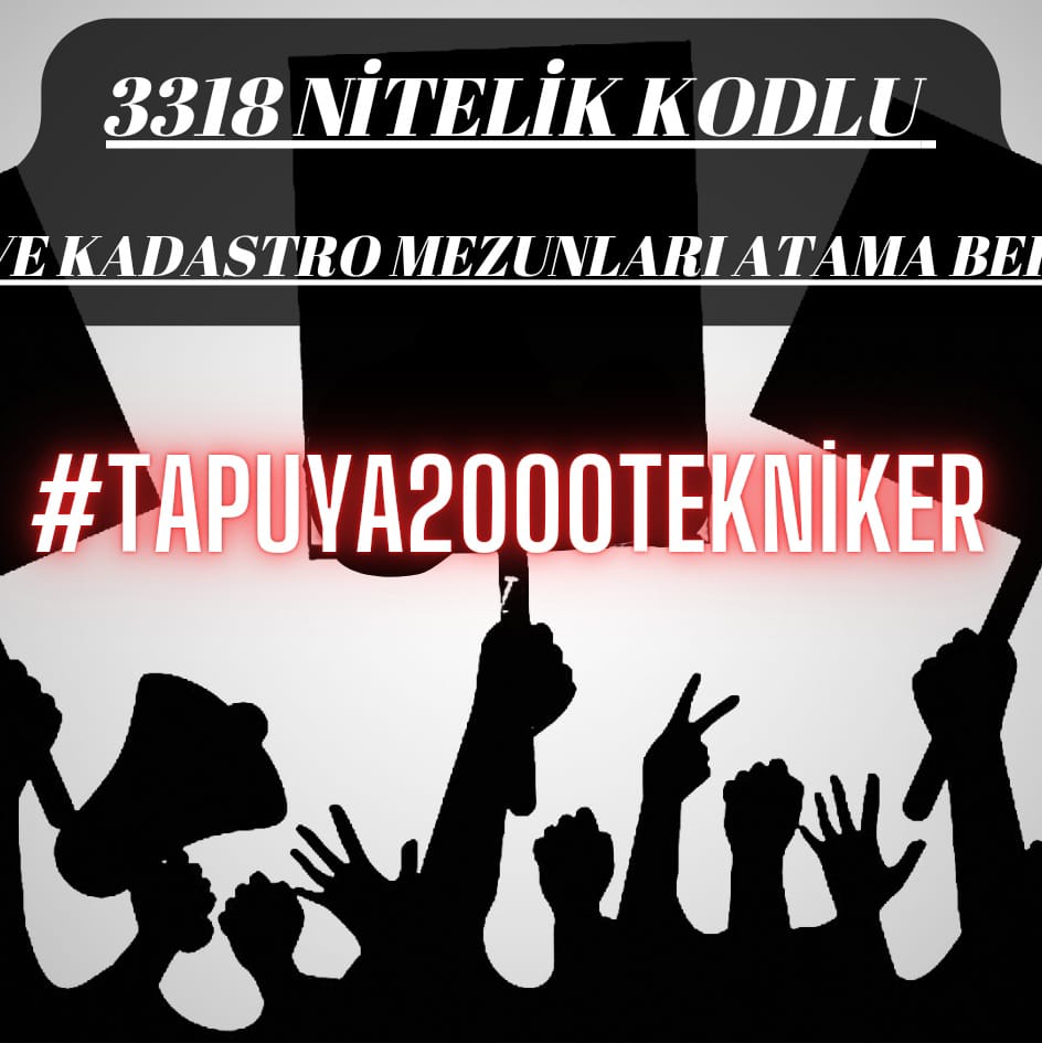 <a href="/Tkgmtpc/">Tapu Teknikerleri Dayanışma Hesabı</a> <a href="/HmbSosyalMedya/">Hazine ve Maliye Bakanlığı Sosyal Medya</a> <a href="/yalperenayar/">Yusuf Alperen AYAR</a> <a href="/memetsimsek/">Mehmet Simsek</a> <a href="/tcbestepe/">T.C. Cumhurbaşkanlığı</a> <a href="/burakdemiralptr/">Burak Demiralp</a> <a href="/hasansuvertr/">Hasan Suver</a> <a href="/TC_iklim/">T.C. İklim Değişikliği Başkanlığı</a> <a href="/murat_kurum/">Murat KURUM</a> <a href="/cbsbb/">T.C. Cumhurbaşkanlığı Strateji ve Bütçe Başkanlığı</a> <a href="/cbfinans/">T.C. Cumhurbaşkanlığı Finans Ofisi</a> Yıllar içinde sadece yama alım yapılan 3318 Nitelik kodlu Tapu Kadastro önlisans mezunları2000 kişilik atama bekliyor #TAPUYA2000TEKNİKER
<a href="/HmbSosyalMedya/">Hazine ve Maliye Bakanlığı Sosyal Medya</a> <a href="/yalperenayar/">Yusuf Alperen AYAR</a>
<a href="/memetsimsek/">Mehmet Simsek</a> <a href="/tcbestepe/">T.C. Cumhurbaşkanlığı</a>
<a href="/burakdemiralptr/">Burak Demiralp</a> <a href="/hasansuvertr/">Hasan Suver</a>
<a href="/TC_iklim/">T.C. İklim Değişikliği Başkanlığı</a> <a href="/murat_kurum/">Murat KURUM</a> <a href="/cbsbb/">T.C. Cumhurbaşkanlığı Strateji ve Bütçe Başkanlığı</a>
<a href="/cbfinans/">T.C. Cumhurbaşkanlığı Finans Ofisi</a>