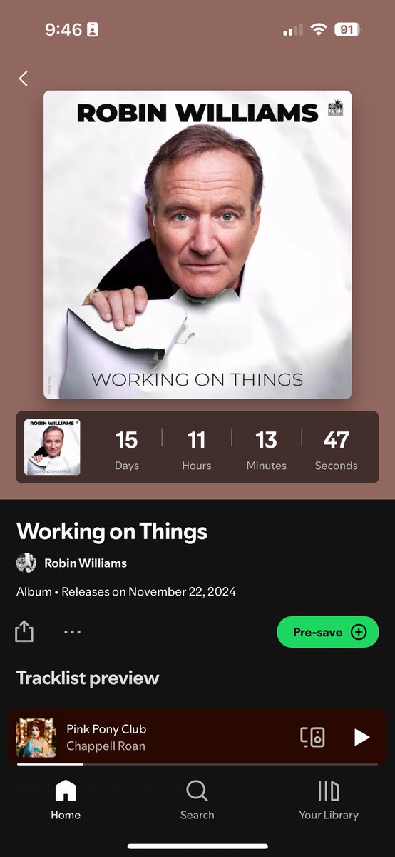 Robin Williams is dropping something new on Spotify a decade after his death?? 

Today is only getting weirder and weirder. 

I can’t find anything online about this, anyone know what this is?