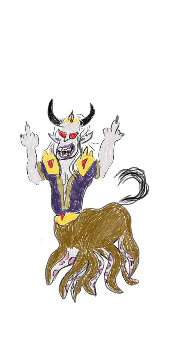 blizzlet's tweet image. Today sucks. Here's some more submissions of Sire Denathrius in MS paint as a centaur like cryptic with a Kraken from our wonderful listeners