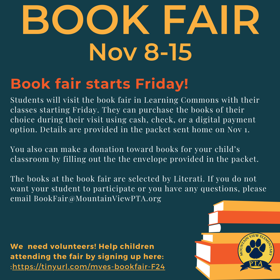 The book fair is here again! You can preview books offered by Literati and purchase digital gift cards online at tinyurl.com/literati-mves-… 

Sign up to volunteer to help children at the book fair here: tinyurl.com/mves-bookfair-…