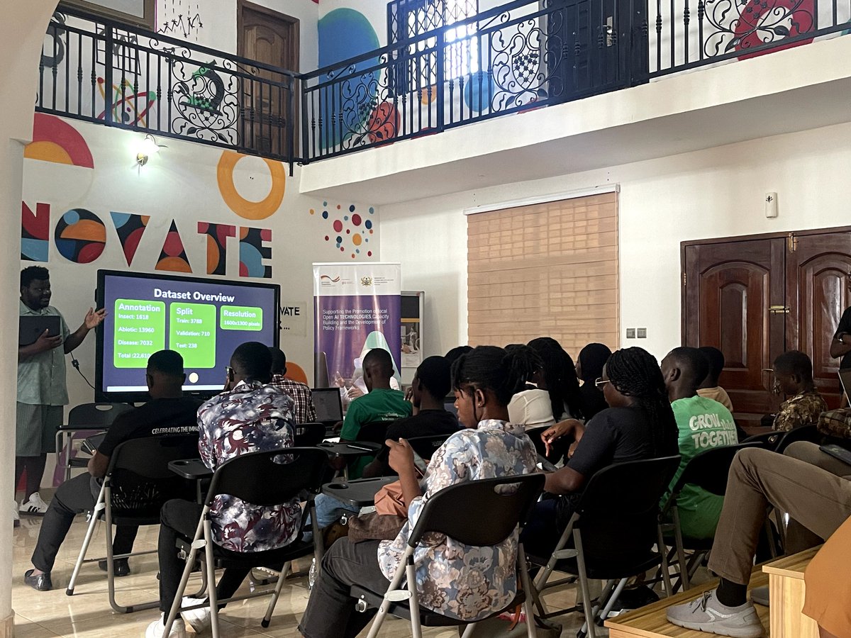 KaraAgro's tweet photo. KaraAgro AI, in partnership with @giz_gmbh, conducted a live demo and training on CADI-AI at AI Afahy3. This project leverages AI-driven computer vision on drone imagery to identify pests and diseases in cashew trees, advancing precision agriculture.

#KaraAgro #AIGhana https://t.co/VsbDT4CHMG