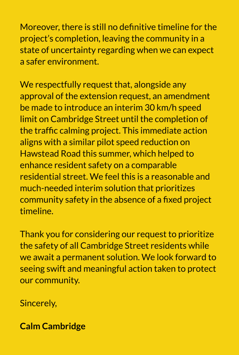 Our comment submitted to the Standing Policy Committee for Public Works regarding the department's request for a 150 day extension of the Cambridge Street Traffic project. <a href="/JaniceLukes/">Janice Lukes</a> <a href="/MarkusAChambers/">Markus Chambers</a> <a href="/DeviSharmaWpg/">Devi Sharma</a> #winnipeg #wpgpoli <a href="/safespeedswpg/">Safe Speeds Winnipeg</a> <a href="/BikeWinnipeg/">Bike Winnipeg</a>