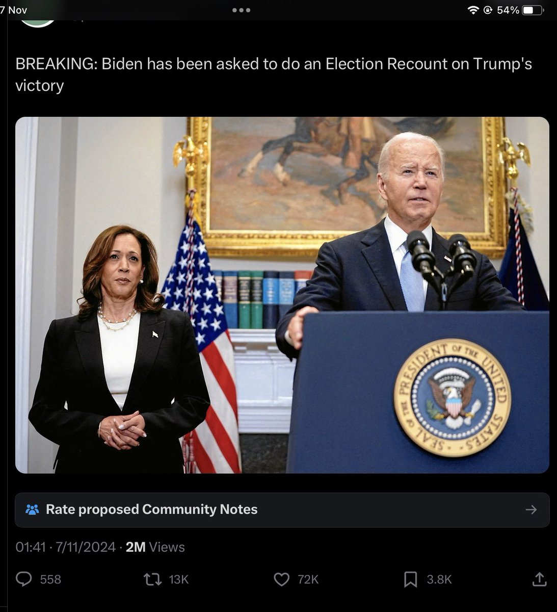 JudithLanigan's tweet photo. #Recount 
With 18 million less votes than last time despite record voter registration and turnout, something dodgy has happened. https://t.co/GdNHTpioIL