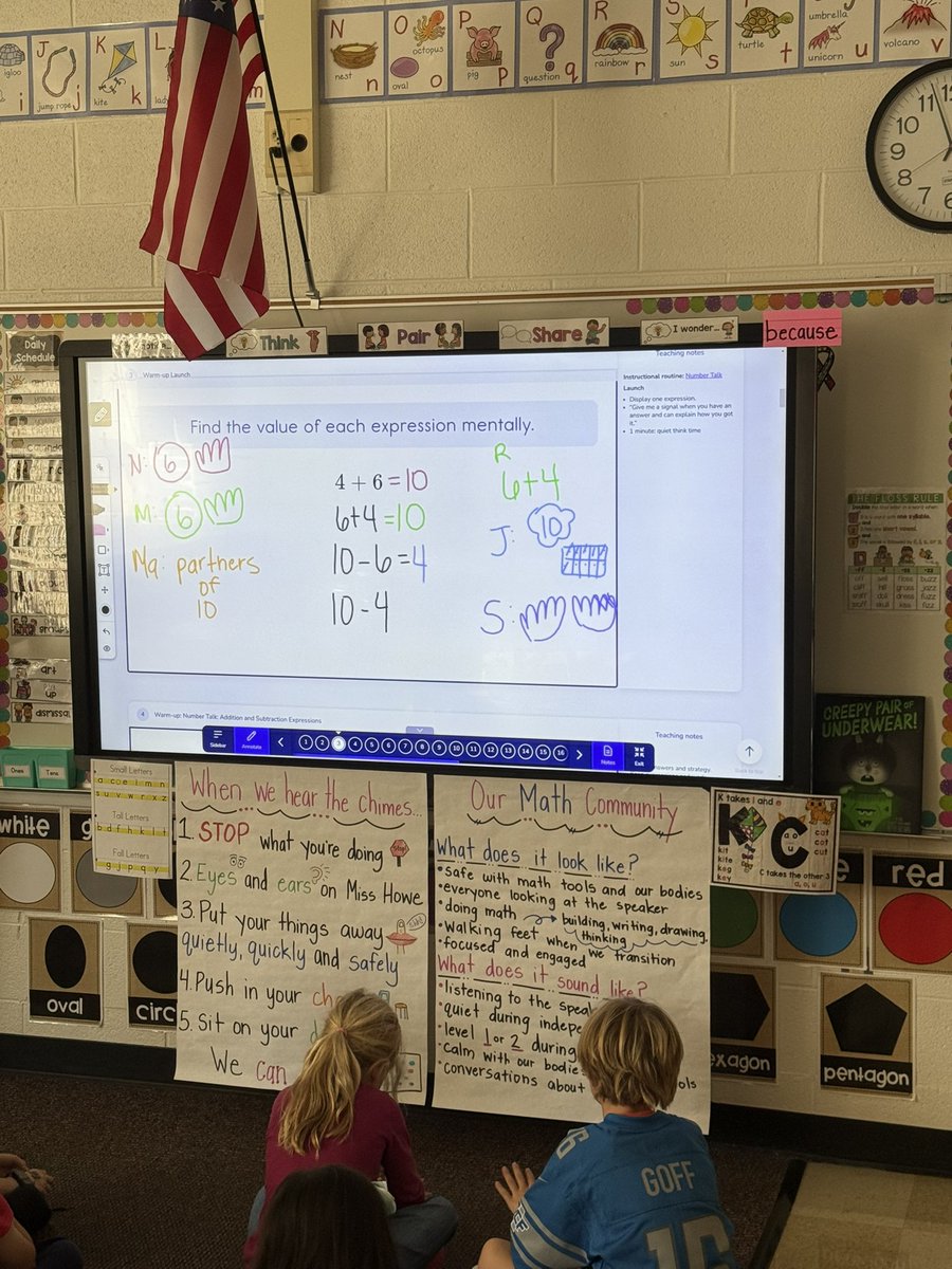 First grade friends warming up their brain to get ready for their <a href="/IllustrateMath/">Illustrative Mathematics</a> lesson! Annotations from the amazing Ms. Howe to share student thinking! <a href="/Math_BPS/">Birmingham Public Schools Mathematics</a> <a href="/BirminghamPS/">Birmingham Schools</a> <a href="/scibor3/">Sara Cibor</a> <a href="/AprilLImperio/">April Imperio</a>