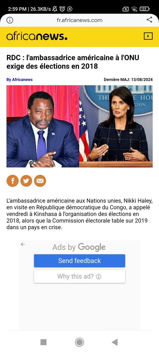 WanyiBoaz's tweet photo. @7sur7_cd Kkkk, il fait exprès ou quoi? C pendant l'administration Trump que Joseph Kabila a été forcé de quitter le pouvoir. #NICKYHALEY lui avait été envoyé pour lui dire d et organiser les élections sinon les USA allait agir JKK paniqué irá dire a la SAD. qu'il allait partir. https://t.co/SyFePLUewj
