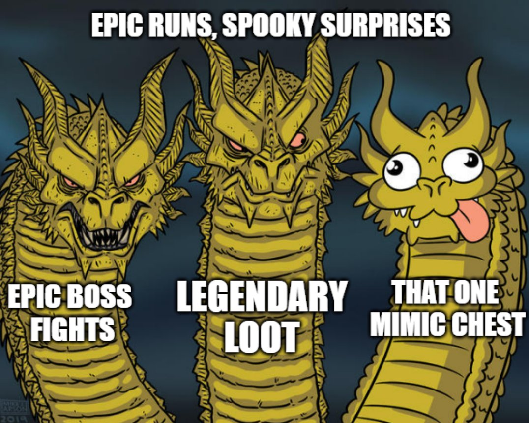 DungeonsVR's tweet image. ⚔️When your dungeon run is epic... until you face that mimic👹

#DungeonsOfEternity #VR #Quest3 #MetaQuest