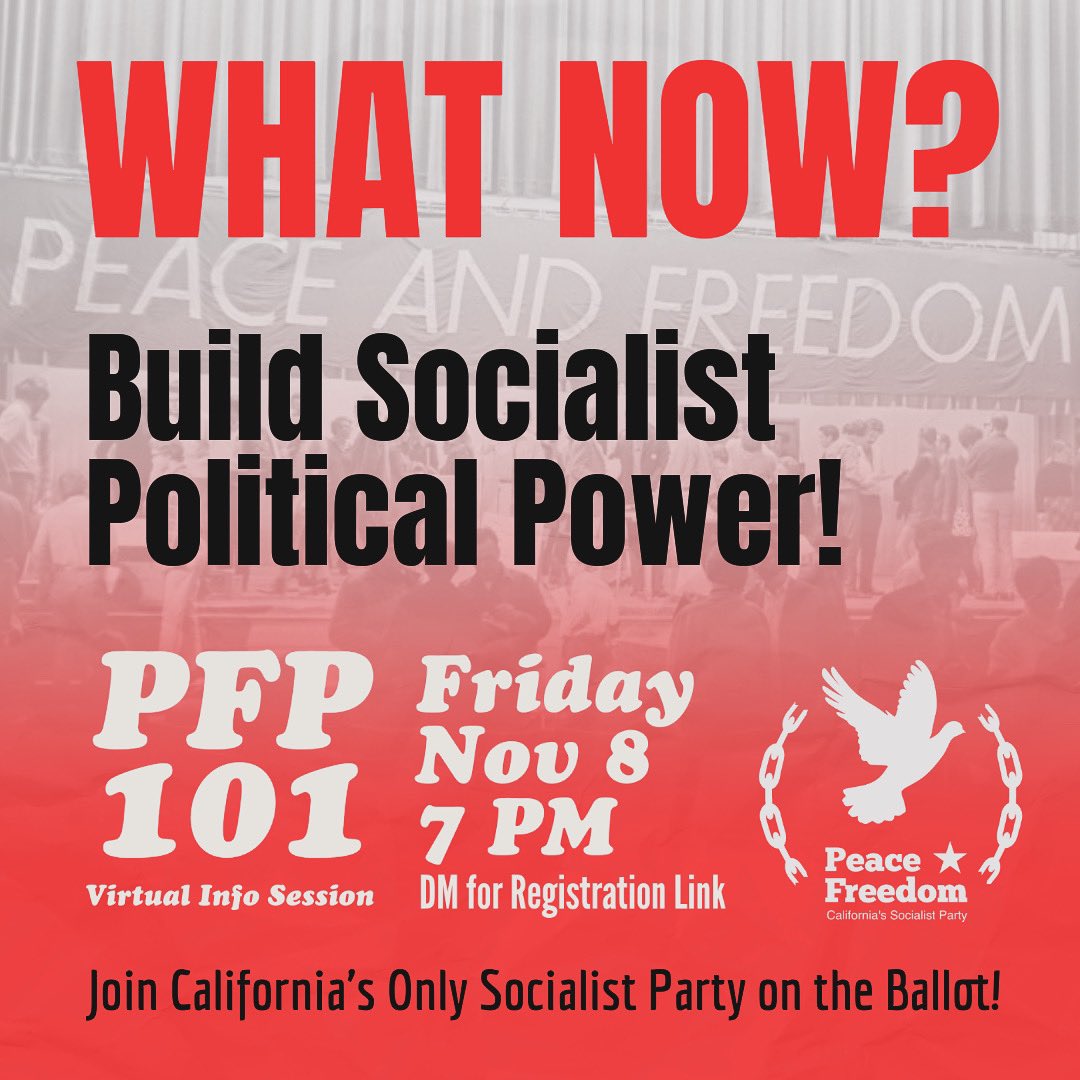 pfplosangeles's tweet photo. What now? With the election behind us, it’s time to confront the reality: It’s time to build a socialist political party that can compete on the ballot and in the streets.

Friday, Nov 8 join us for PFP 101—a virtual info session on getting involved. The time to organize is now! https://t.co/a0qkf1WDns