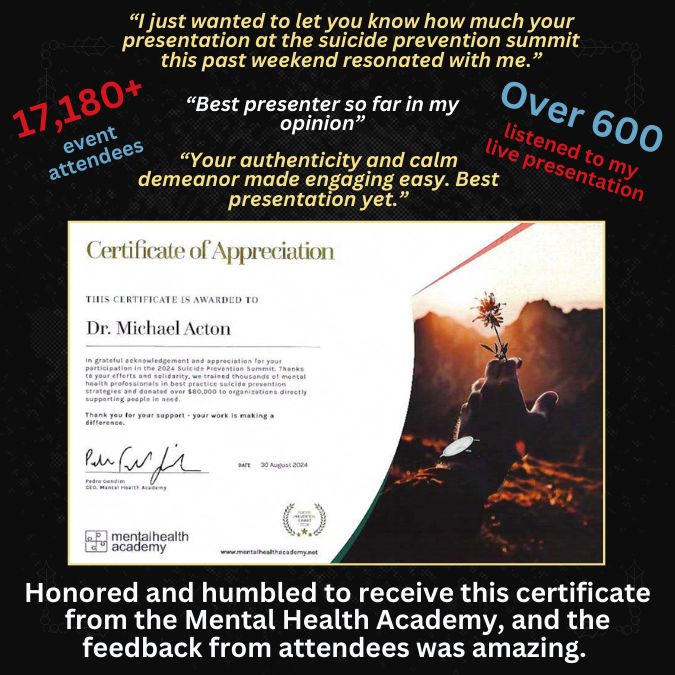 MPAMind_com's tweet image. Honored and humbled to receive this certificate from @mhacademy_au and the feedback from attendees at the #SuicidePrevention Summit was amazing. #SOSDV8, #Safeguard #relationshipProblems, #domesticviolence, #domesticpartnerabuse, #PowerOfYou