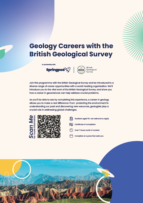 BritGeoSurvey's tweet photo. Join us on @springpod for a virtual work experience programme that will introduce ages 13+ to the wonderful world of geology and show them how a career in geosciences can help address crucial problems.

The programme will run until April 2025. Learn more:

https://t.co/rR5OD8OBXp https://t.co/4oQlxdG9S5
