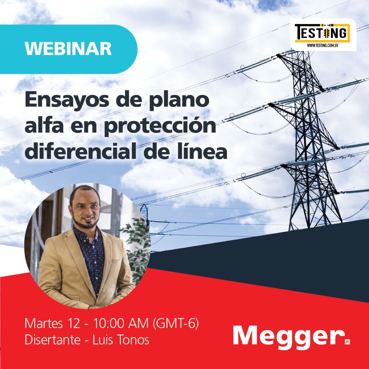 testingsv's tweet image. Los invitamos a un nuevo webinar sobre tecnología de relés.
⚡Ensayos de plano alfa en protección diferencial de línea.⚡
👨‍🏫 Disertante: Luis Tonos

Inscripciones en el siguiente LINK: l.testing.com.sv/QuCz