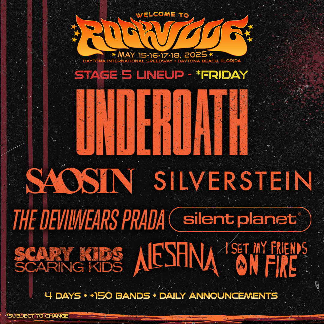 Underoath, Saosin, Silverstein, The Devil Wears Prada and more announced for Welcome To Rockville 2025.