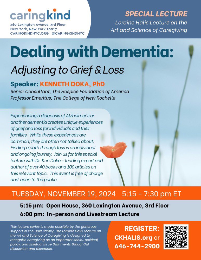 Dealing with Dementia: Adjusting to Grief &amp; Loss
Tuesday, November 19, 2024
In-person &amp; Livestream Available
This event is free and open to the public. Secure your spot today!👉 Register at CKHALIS.org
#CaringKind #DementiaCare #Caregiving #GriefAndLoss