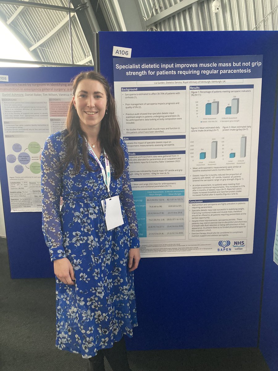 Lia Garden (@lia_garden_rd) on Twitter photo Delighted to share my poster on dietetic input for paracentesis patients at #BAPEN2024
Despite stopping weight loss, improving nutritional intake and improving muscle mass, patients continued to get weaker.
Addition of resistance exercise is likely key! <a href="/NHSL_Dietetics/">NHS Lothian Dietitians</a> Delighted to share my poster on dietetic input for paracentesis patients at #BAPEN2024
Despite stopping weight loss, improving nutritional intake and improving muscle mass, patients continued to get weaker.
Addition of resistance exercise is likely key! <a href="/NHSL_Dietetics/">NHS Lothian Dietitians</a>