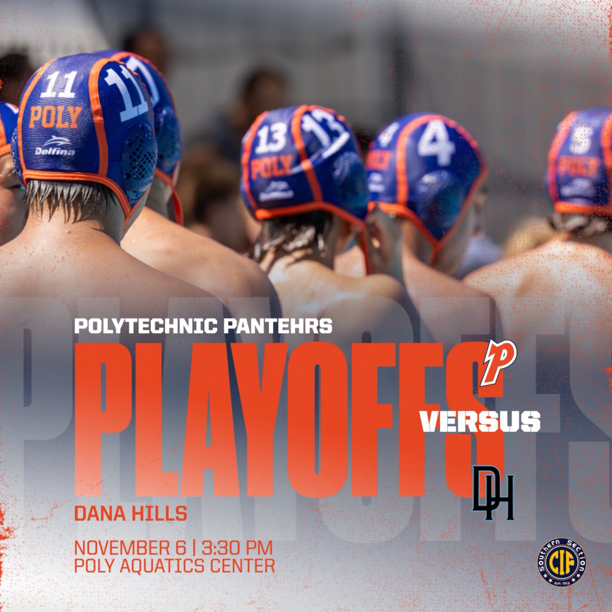 PLAYOFFS: The Boys Varsity Water Polo Team is excited to host Dana Hills today for the quarter-finals of the CIF-SS DIII playoffs. It’s a free event, so come out and cheer Poly on! We’d love your support! #gopoly