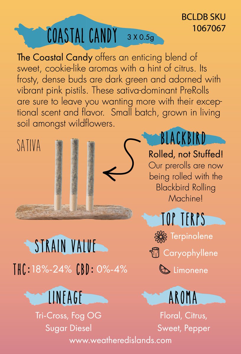 Coastal Candy pre rolls!! Now available at BCLDB!! So stoked for these amazing pre rolls to hit the shelves across BC. 🥰