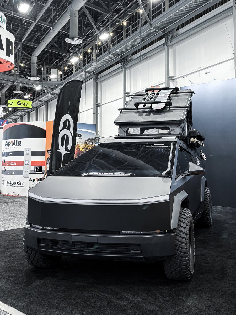 UranderOfficial's tweet photo. Showcasing our Overlanding Product Line for the Cybertruck at SEMA - including a new TV Mount! Come say hi at booth 60249 in the West Hall. More accessories coming soon! #SEMA2024 #Cybertruck #Urander https://t.co/XjXM1y0uSu