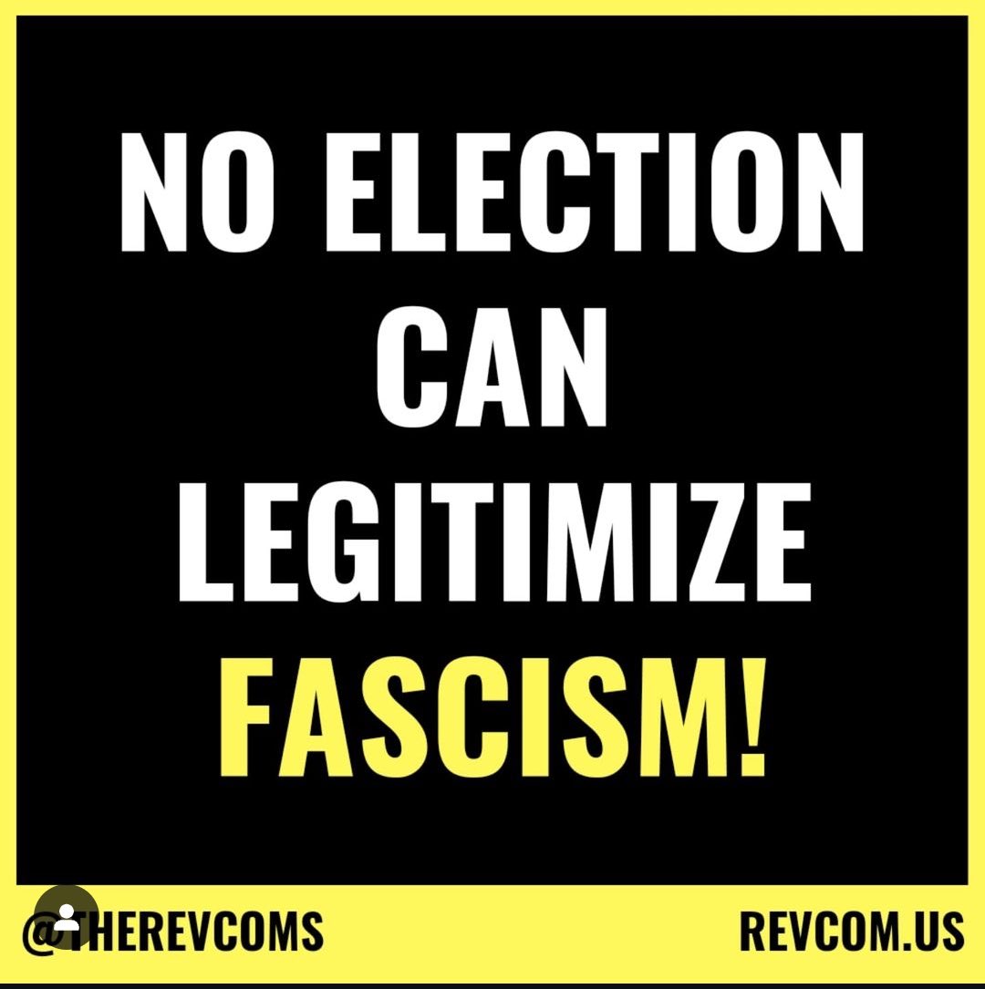 RevcomCorpsChi's tweet photo. EMERGENCY CALL TO ACTION! TODAY in CHICAGO: Wednesday, November 6th — 3PM State &amp; Jackson!
NO ELECTION CAN LEGITIMIZE FASCISM! WE REJECT A TRUMP FASCIST AMERICA! WE NEED AND WE DEMAND: A WHOLE NEW WAY TO LIVE, A FUNDAMENTALLY DIFFERENT SYSTEM! #newcommunism #revolution https://t.co/kCY9RgrUYC