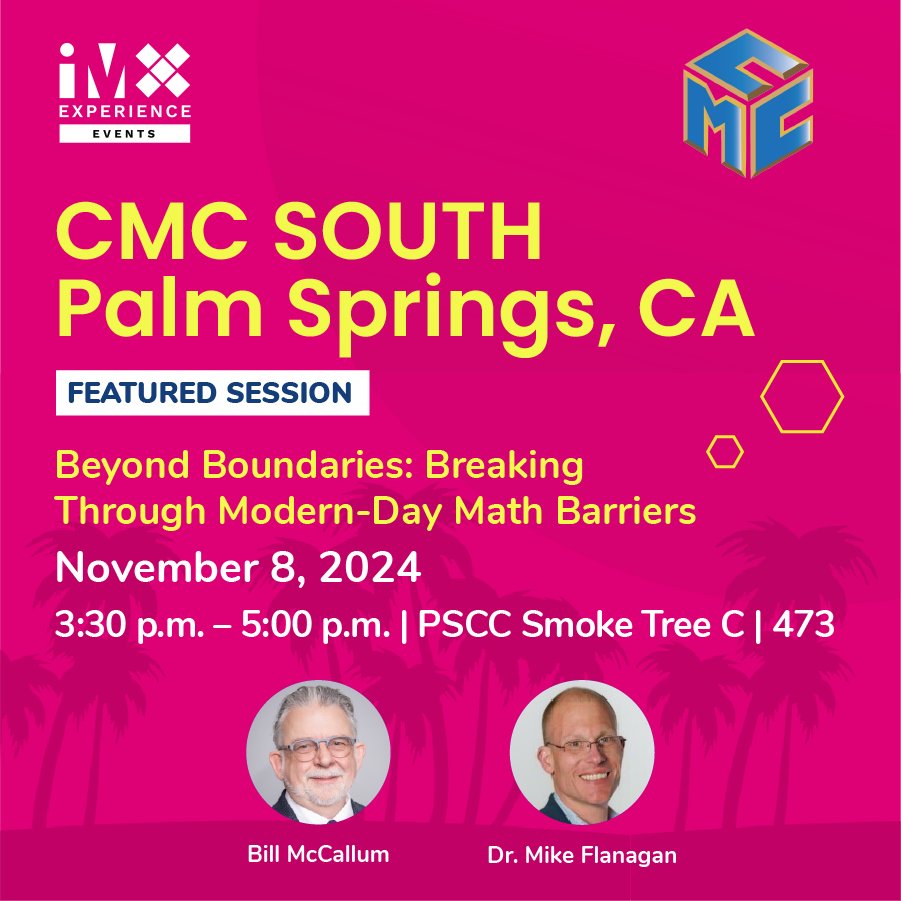 IllustrateMath's tweet image. ✴️ Get ready for something special! Join us at the CMCS conference on November 8 from 3:30–5:00 p.m. for a dynamic session with Dr. Bill McCallum and Dr. Mike Flanagan. @kiddomapp

Learn more at: illustrativemathematics.org/im-experience/… 

#LearnWithIM #CMCS #CMCS2024 #IMExperience