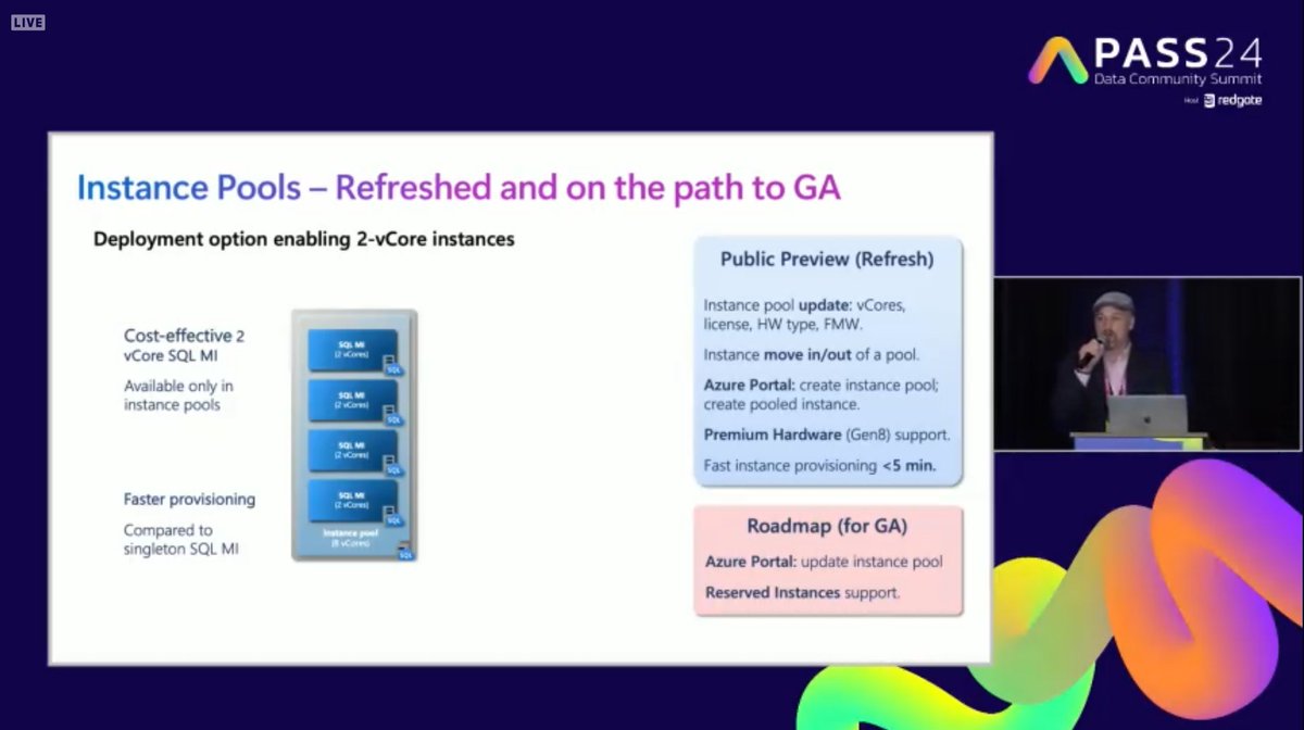 SasaPopovicMSFT's tweet image. #AzureSQL #ManagedInstance Instance Pools refresh, Next-Gen GP, Free offer and more!

Presented by @NikoNeugebauer and @AnalyticAnna

#DataExposed #PASSDataSummit 2024