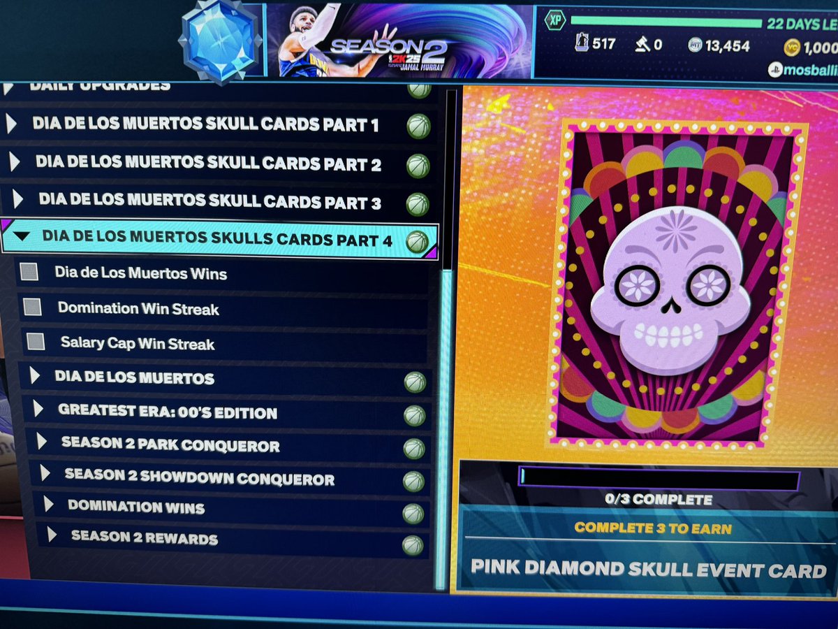 mosballin's tweet photo. Sorry I’m so busy with this video… (it’s way too long) but they did drop part 4 a little while ago! 3 challenges for the random skull packs and pink diamond skull for final prize. 

Win 2 straight dom games - 2 straight salary cap games https://t.co/9VvU5QziHZ
