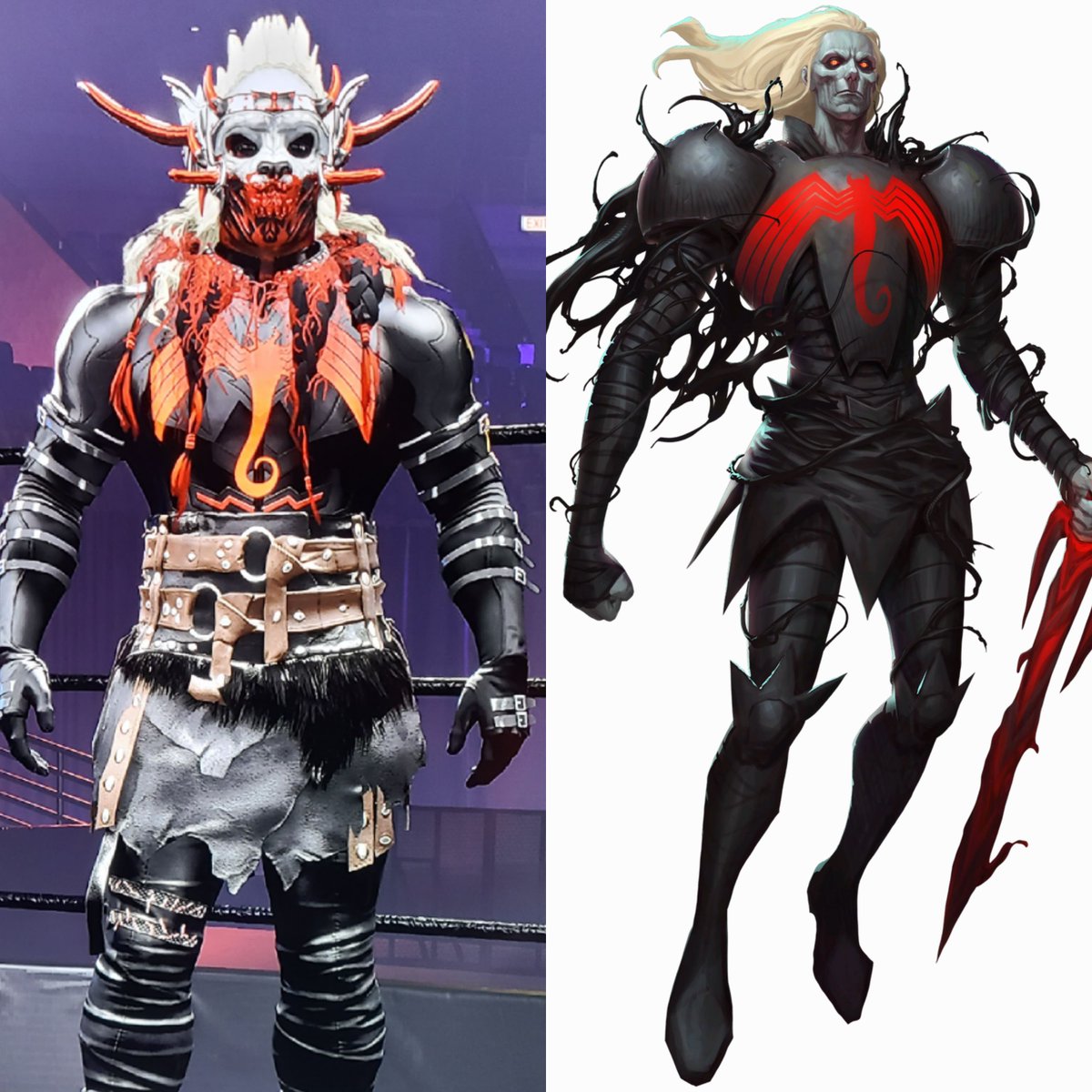 "Child...I am Knull. Lord of the Abyss. God of the symbiotes. The darkness inside of you? That darkness bows to me. I am the Void."

KNULL INSPIRED ALT ATTIRE FOR EL AULLADOR 

Accompanied by Marcel del Lago...
Representing the Eluvian...