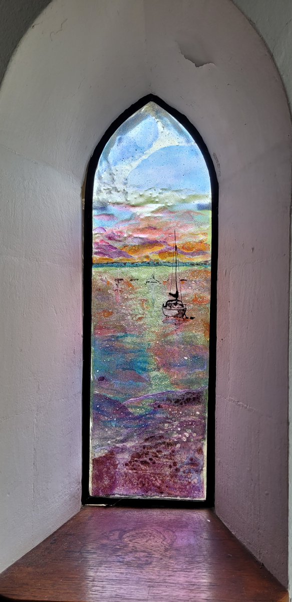 KoruArtsGlass's tweet photo. Most recent installation - St  Nicholas's Chapel, Langstone, West Sussex.   Fused and Stained glass. https://t.co/vr8nfFqb4e