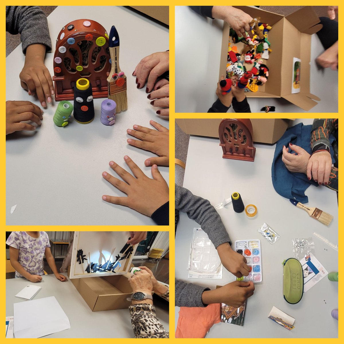 Grup en bona companyia, activitat comunitària  de #EAPCanVidalet a la Biblioteca de la Bòbila, l'expertesa dels grans i l'emoció dels petits, sinèrgies intergeneracionals