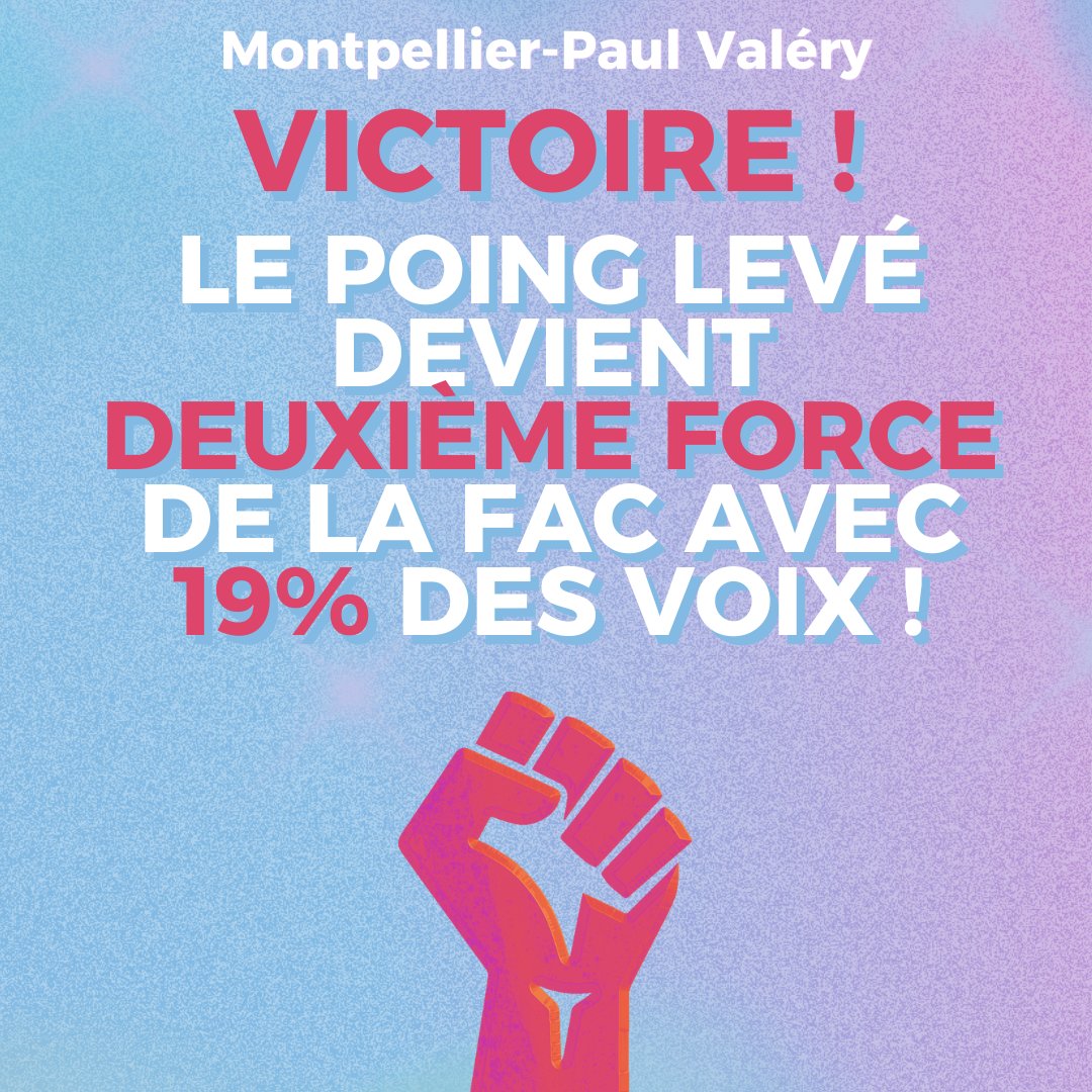 💥 Victoire ! Le Poing Levé devient deuxième force de la fac avec 19% des voix !