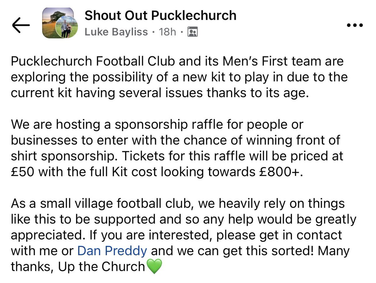 Calling all local businesses 📣

We're in need of a new first team kit, and we're raffling off the opportunity to have your business on the front! All the details you need are below 👇🏻

💚