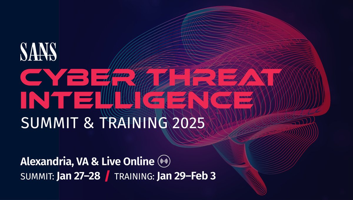 Join <a href="/likethecoins/">Katie Nickels</a>, <a href="/PDXbek/">Rebekah Brown</a>, <a href="/rickhholland/">Rick Holland</a>, &amp; the #ThreatIntel community at #CTISummit for cutting-edge insights, techniques, and solutions in cyber threat intelligence.

🗓️ Summit: Jan 27-28
📍 Alexandria, VA, or 🌐 Live Online

Register: sans.org/u/1xCe

#CTI