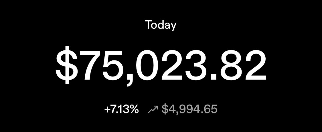 TheBTCTherapist's tweet photo. JUST IN: $75,000 #Bitcoin https://t.co/JwsuiawDDN