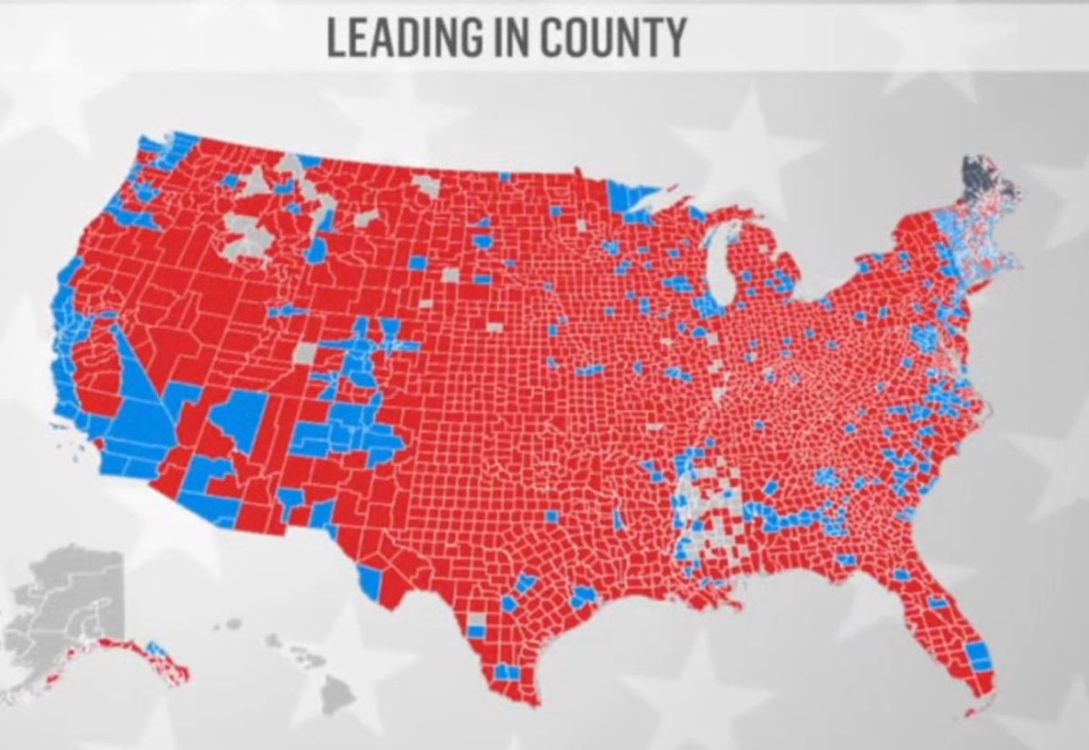 If you want to see a clearer representation of this absolute Landslide victory, take a look at this map, which shows the winner of each county in the Country. 

🔴Trump
🔵Harris