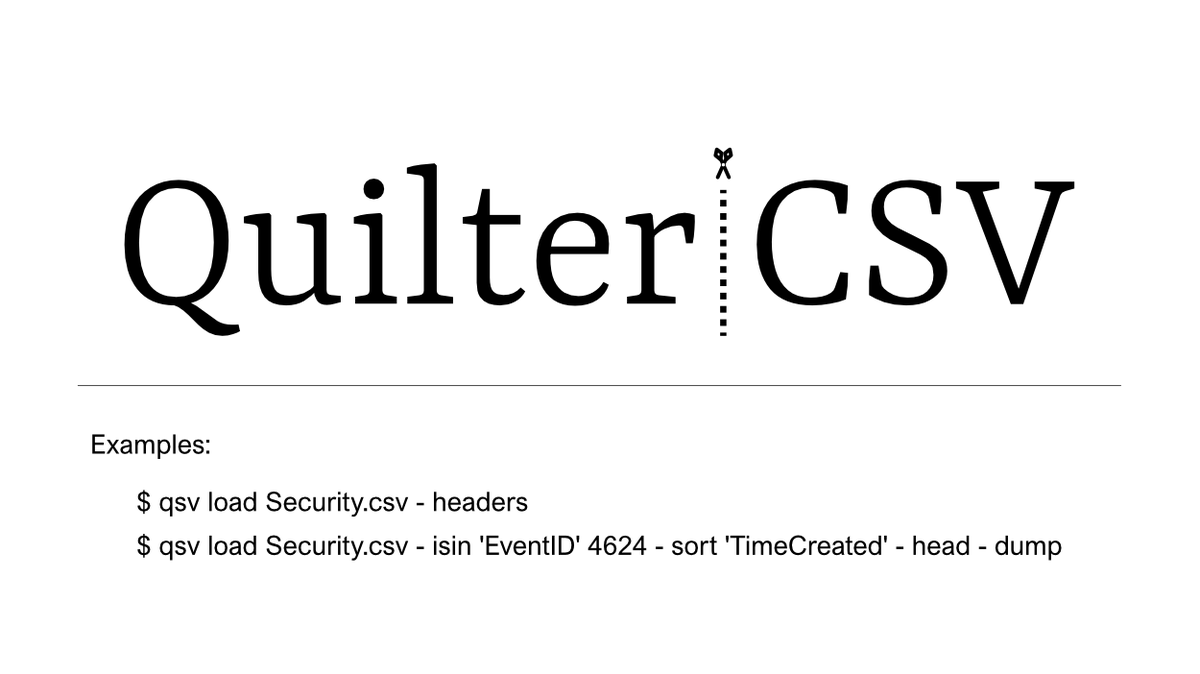 sum3sh1's tweet photo. "quilter-csv" A tool provides elastic and rapid filtering for efficient analysis of huge CSV files, such as eventlogs. This tool can search and filter any CSV file using CLI/YAML rules.
https://t.co/H3QOCbQXug
#dfir #loganalysis https://t.co/K2wHZ5OjDJ