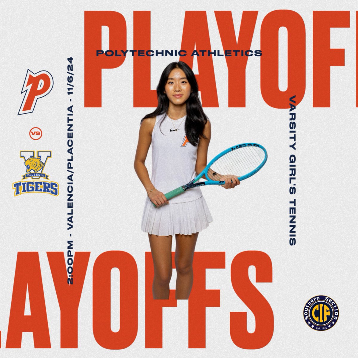 PLAYOFFS: The Girls Varsity Tennis Team is hitting the road today for their first match in the CIF-SS DII Playoffs! They're excited to take on Valencia in Placentia. #gopoly