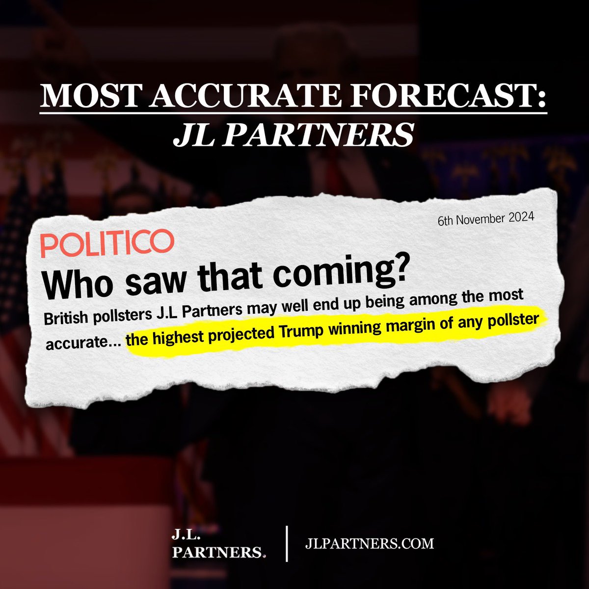 J_L_Partners's tweet image. J.L. Partners 2024 🇺🇸
🔴 Most accurate POTUS forecast model
🔴 Called Trump popular vote win
🔴 Most accurate in OH for 2nd cycle in a row
🔴 Best Senate forecast in @WSJ
🔴 Correct turnout and nonwhite %s
For the best corporate and political research: jlpartners.com