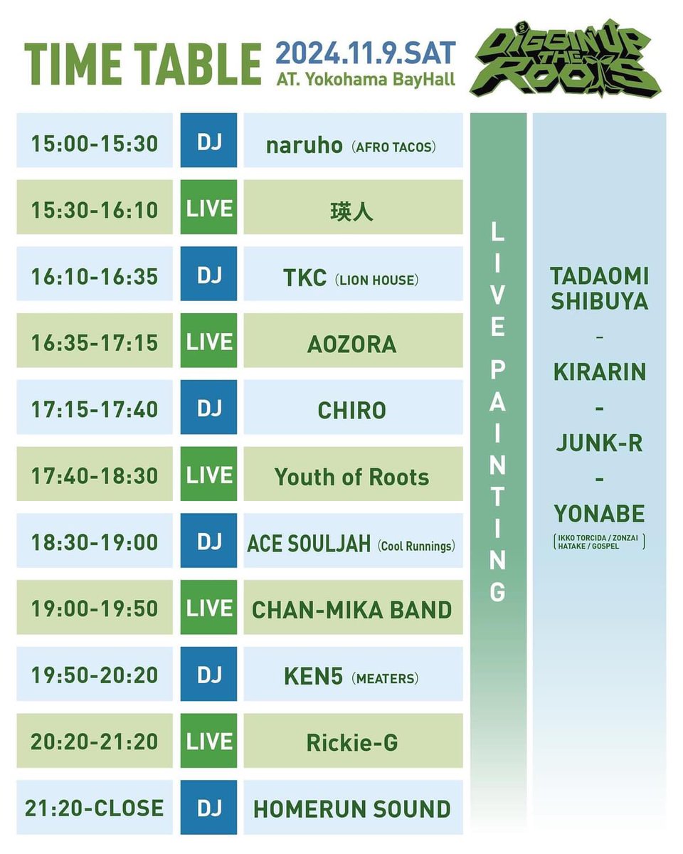 MEATERS_info's tweet image. 2024.11.09（土）15:00open
DIGGIN’ UP THE ROOTS
@ BayHall yokohama 

DJ KEN5がスピン！

みなさま、是非中の是非！
#meaters #dj #scratch #ken5 #diggin_up_the_roots #bayhall #yokohama