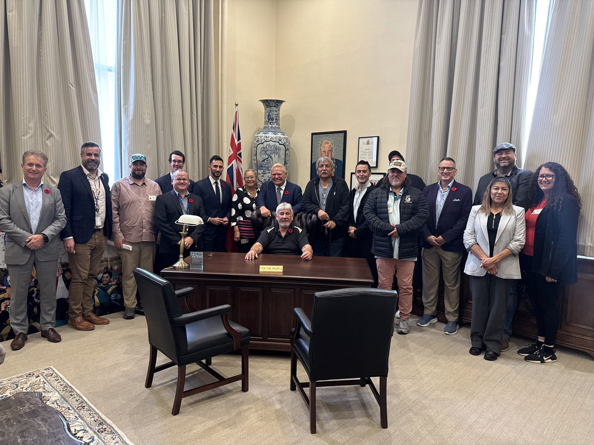GregRickford's tweet photo. This morning, Premier @FordNation, Minister @SLecce &amp; I met with First Nations leaders on transformative energy infrastructure opportunities in the North.

We have a proven track record for connecting diesel-reliant Indigenous communities with clean, reliable solutions. https://t.co/yeniT2vJWu