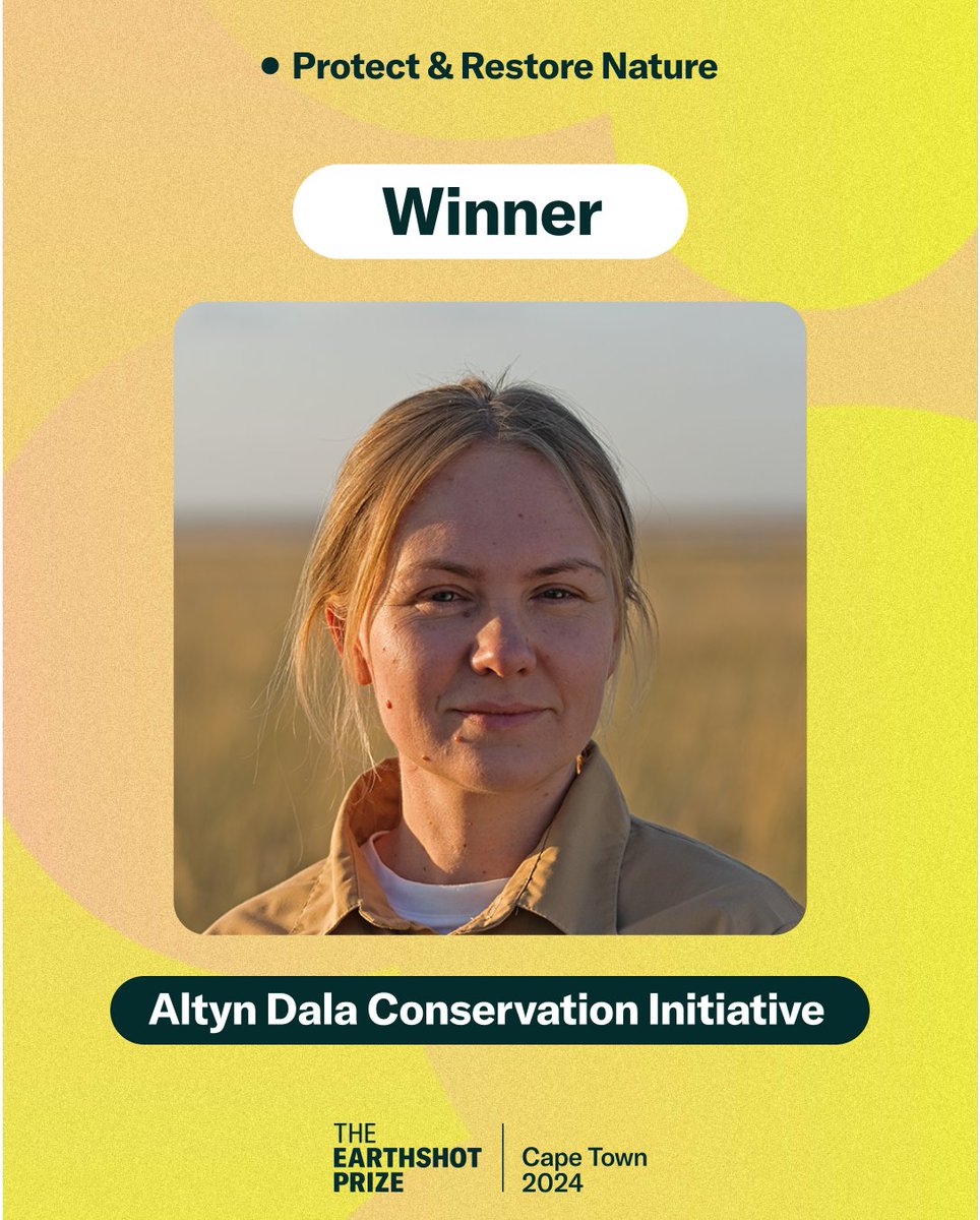 The Earthshot Prize (@earthshotprize) on Twitter photo .<a href="/AltynDala/">Altyn Dala Conservation Initiative</a> wins The Earthshot Prize to Protect and Restore Nature for its epic work bringing endangered species back from the brink of extinction. Next step: restore a fully flourishing Steppe in Kazakhstan! #EarthshotCapeTown .<a href="/AltynDala/">Altyn Dala Conservation Initiative</a> wins The Earthshot Prize to Protect and Restore Nature for its epic work bringing endangered species back from the brink of extinction. Next step: restore a fully flourishing Steppe in Kazakhstan! #EarthshotCapeTown